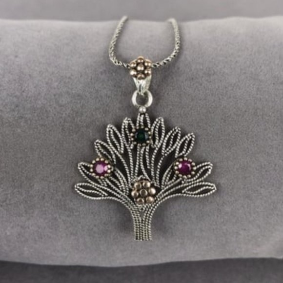 925 Sterling Silver Turkish Filigree Tree Necklace for Women, NEW,HandmadeGift - Picture 4 of 5
